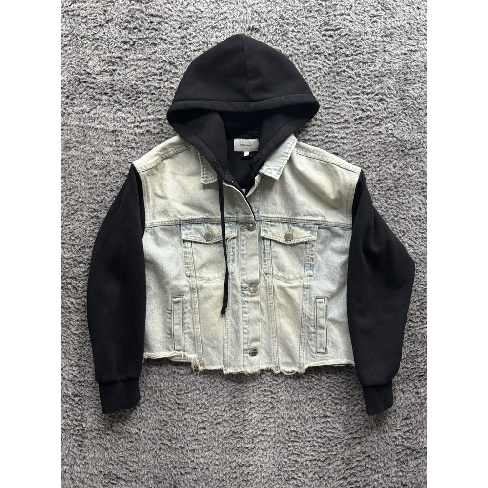The Current Elliott The Conductor Hooded Cropped Denim Jacket Size 1